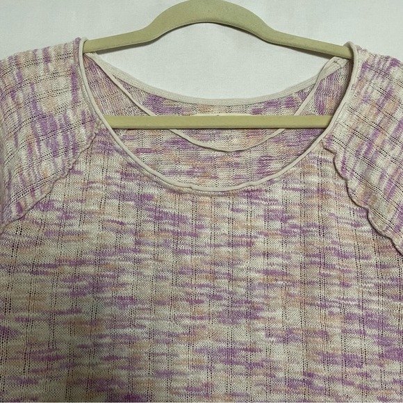 Free People We the Free Pink Combo Spaced Out Long Sleeve Cozy Knit Top Sz L - Picture 3 of 16